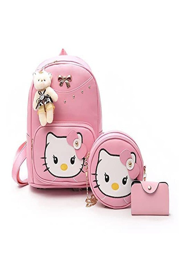 أليس طقم حقيبة ظهر جلدية صغيرة لطيفة من Alice Girls مكون من 3 قطع للنساء (لون وردي) - Image 1